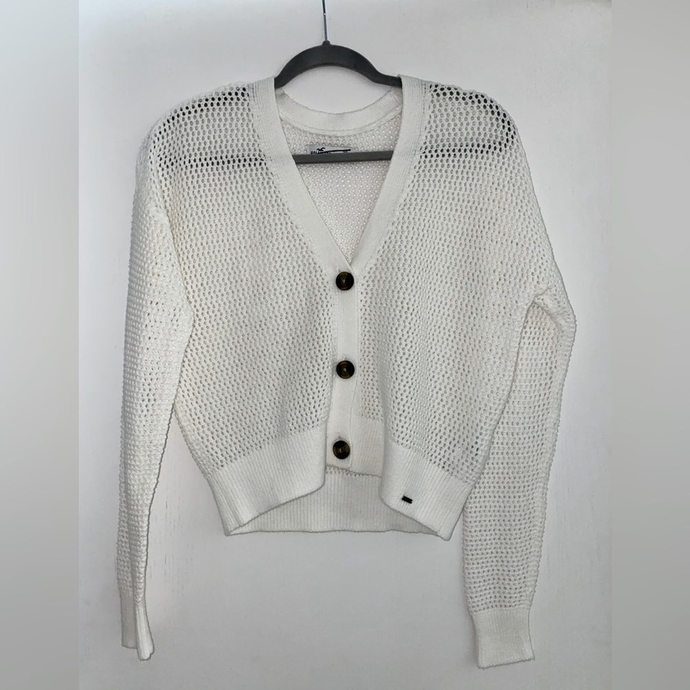 Hollister white cardigan